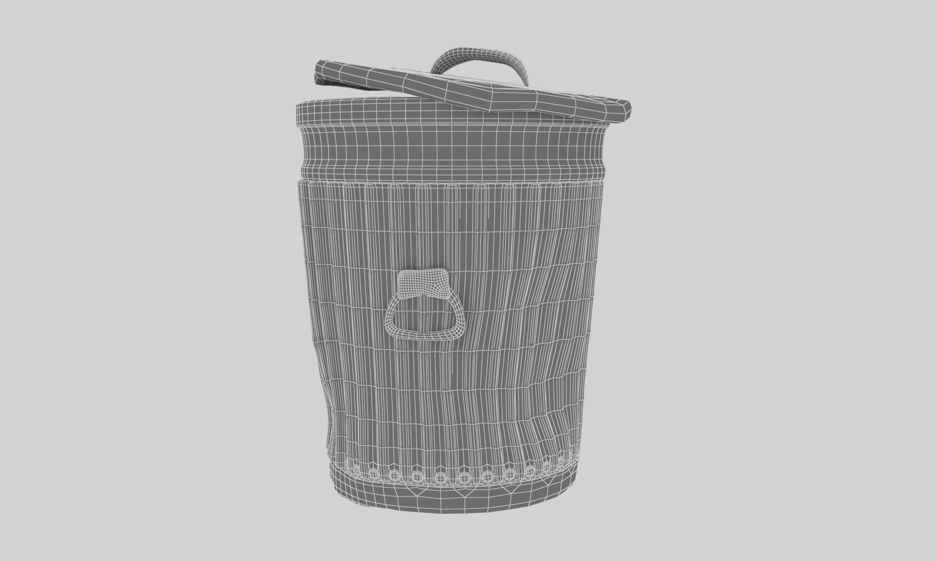 Old Trash Can Low-poly 3D model_6
