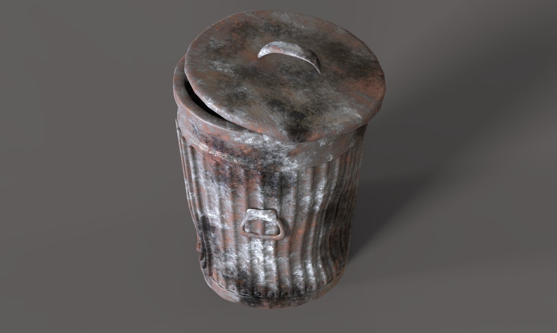 Old Trash Can Low-poly 3D model_3