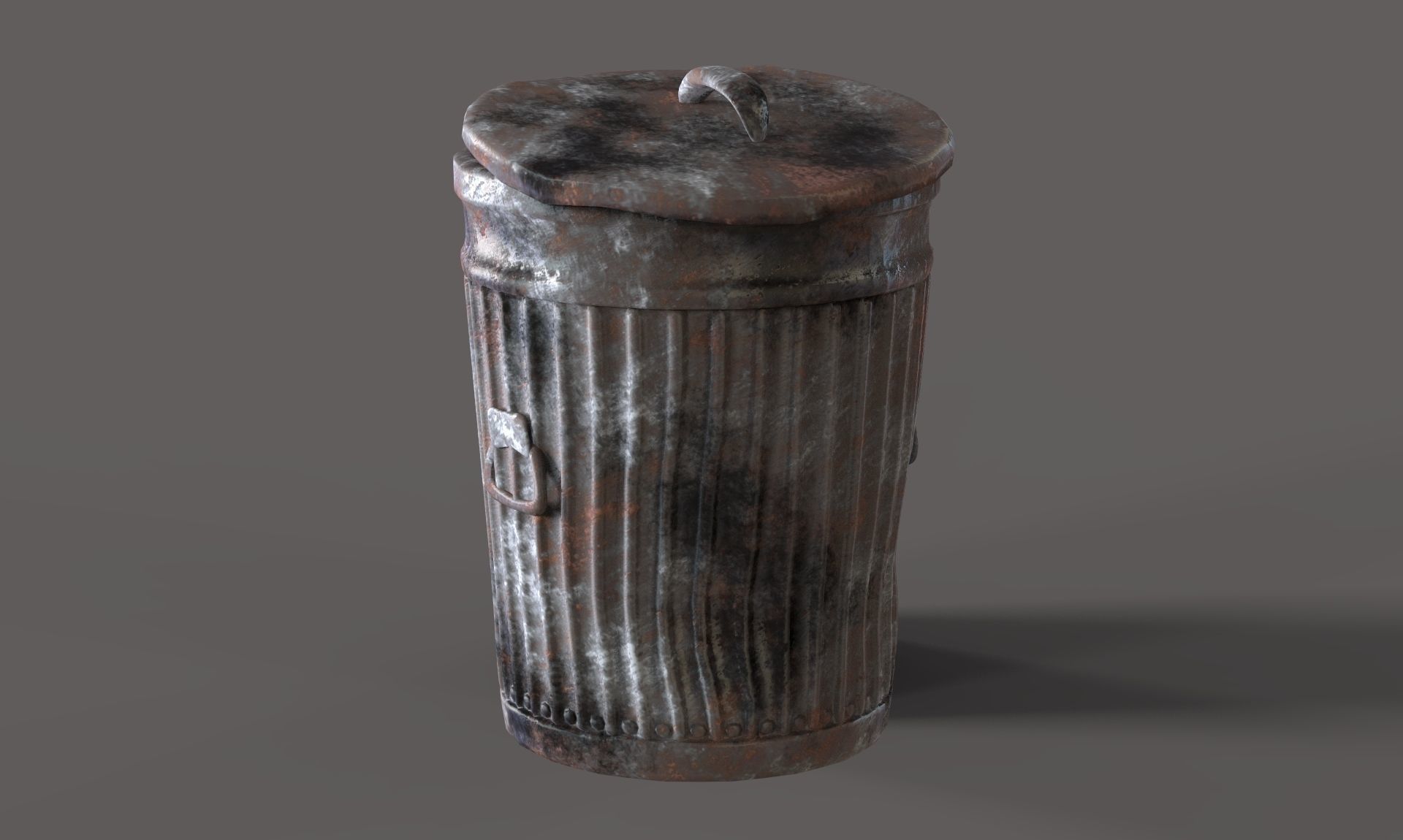 Old Trash Can Low-poly 3D model_4