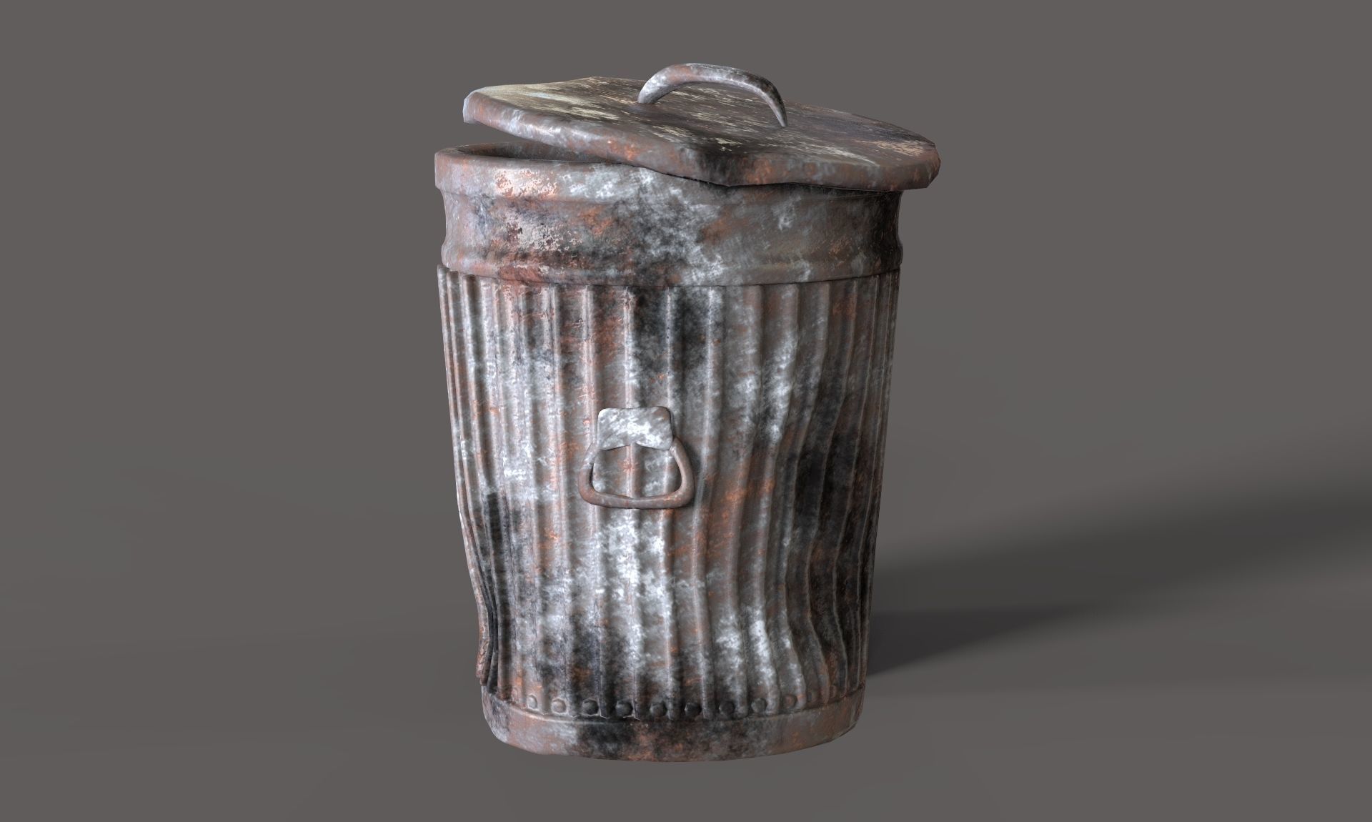 Old Trash Can Low-poly 3D model_1