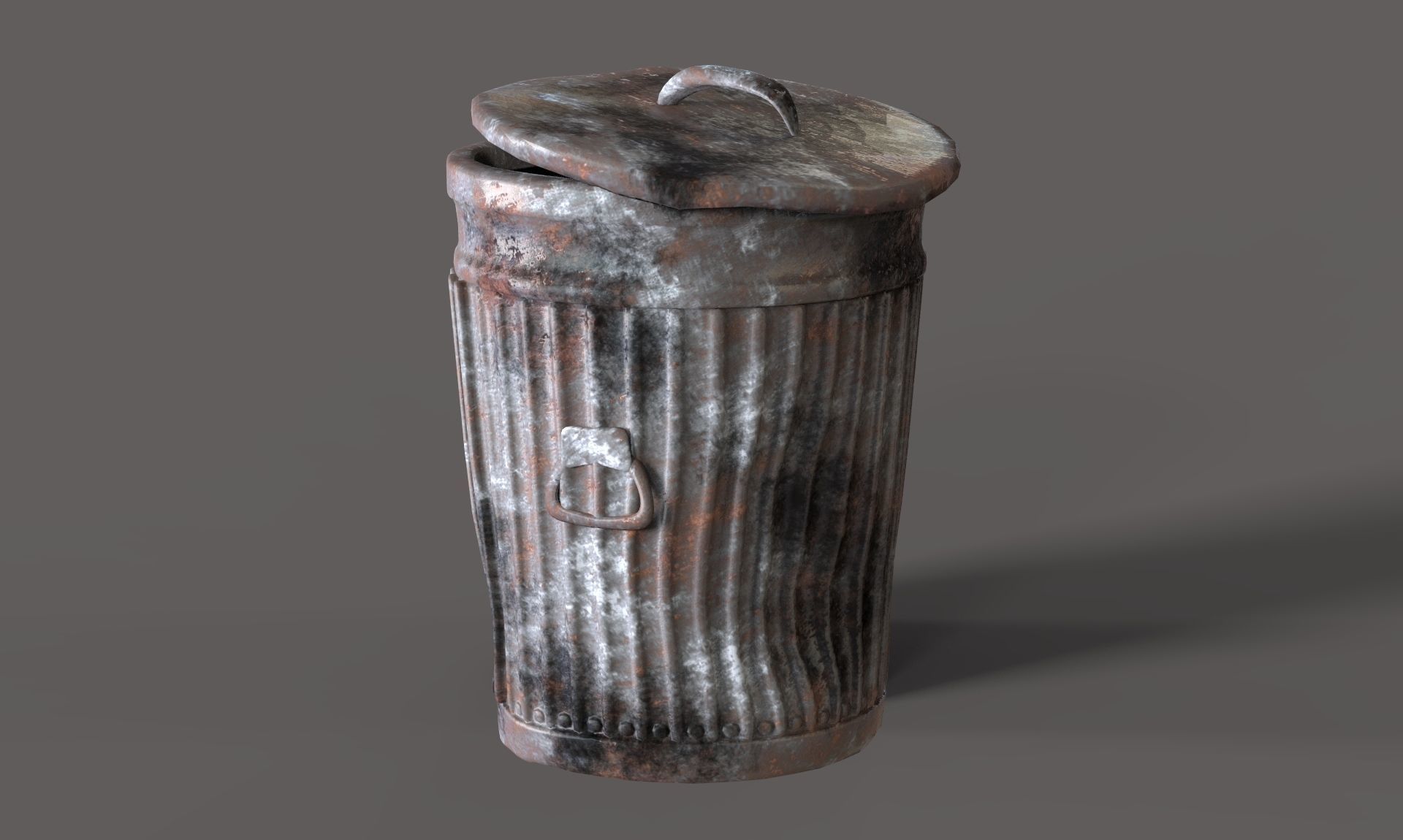 Old Trash Can Low-poly 3D model_2