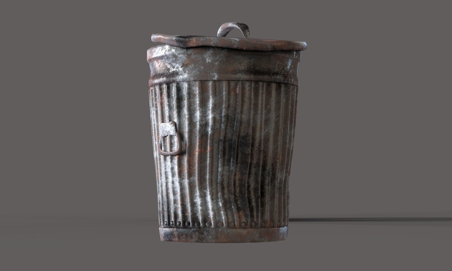 Old Trash Can Low-poly 3D model_5