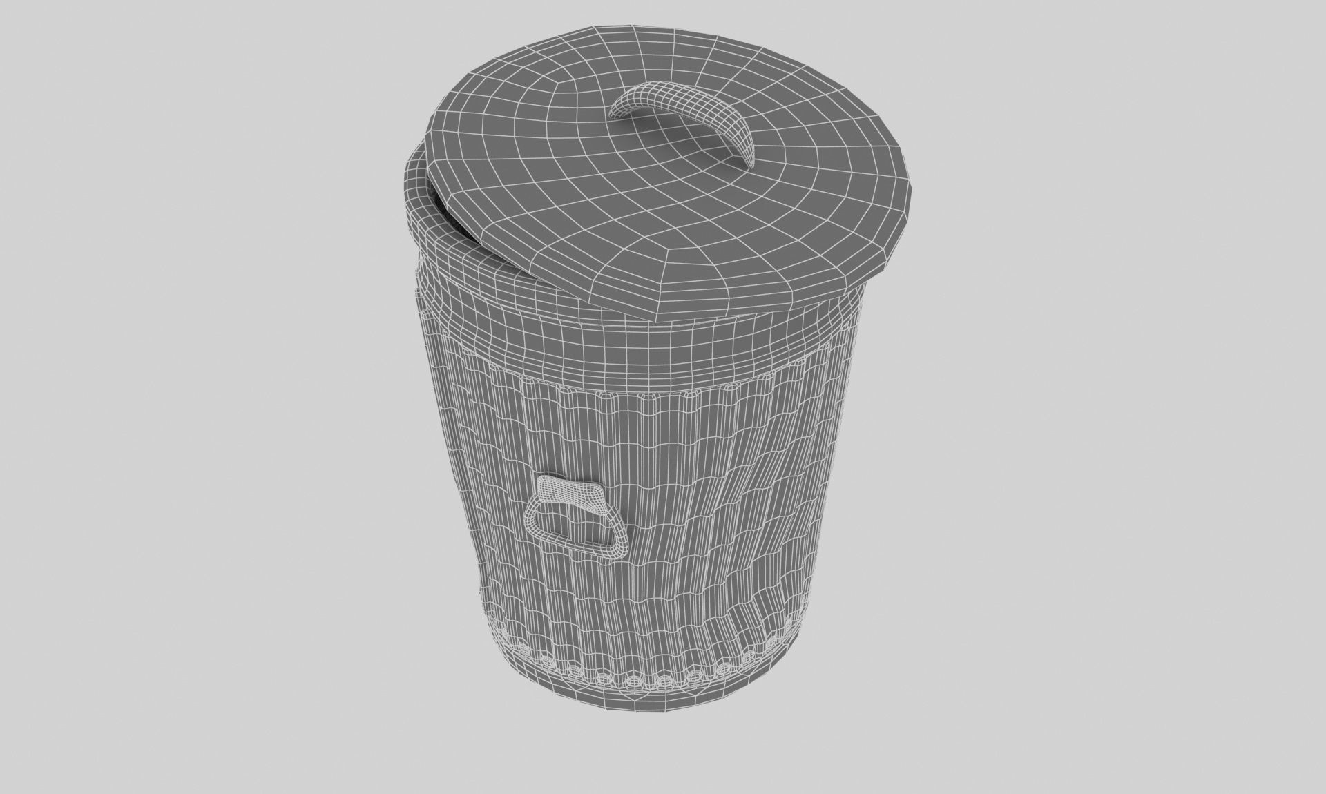 Old Trash Can Low-poly 3D model_7