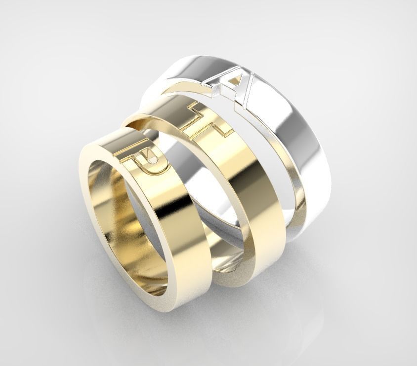 110119 R Usual classic rings with letters  3D print model_8