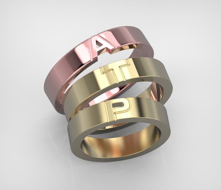 110119 R Usual classic rings with letters  3D print model_1