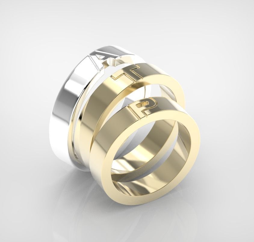 110119 R Usual classic rings with letters  3D print model_7