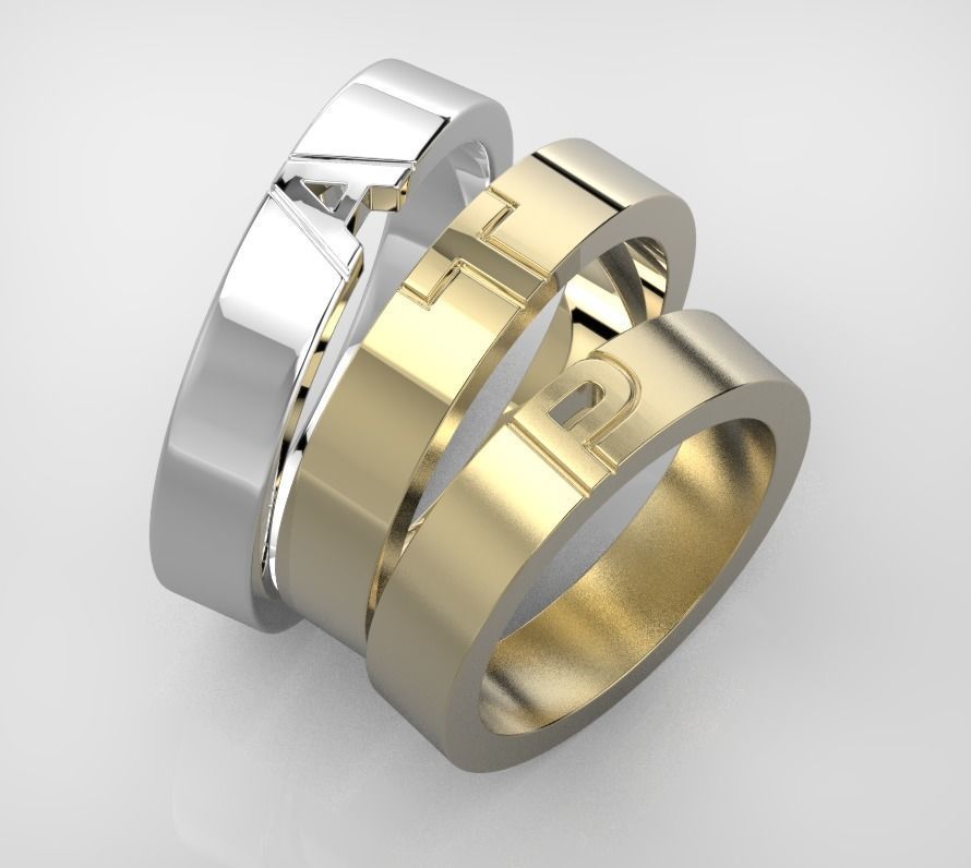 110119 R Usual classic rings with letters  3D print model_6