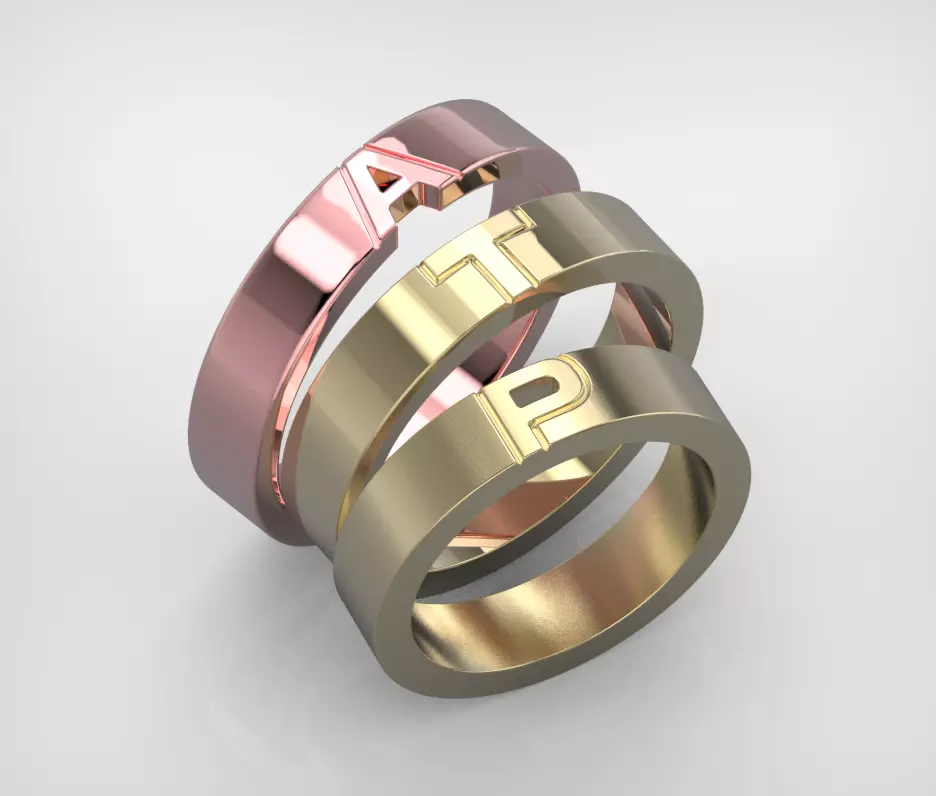 110119 R Usual classic rings with letters  3D print model_0