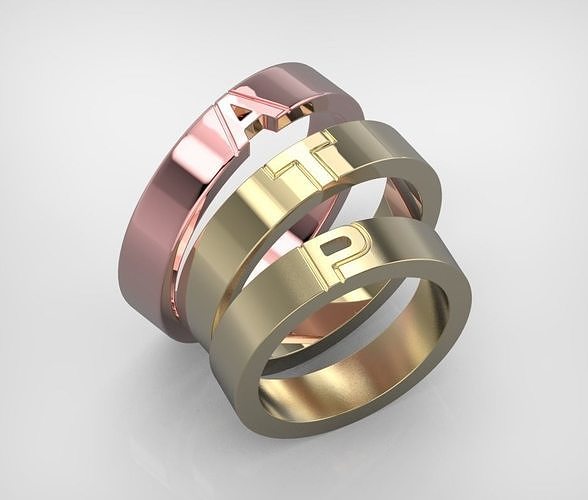 110119 R Usual classic rings with letters  3D print model