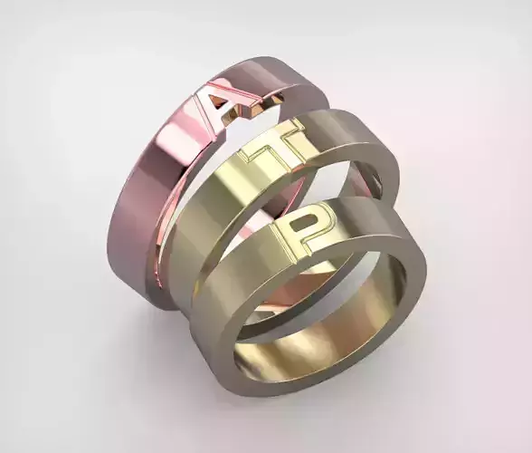 110119 R Usual classic rings with letters  3D print model