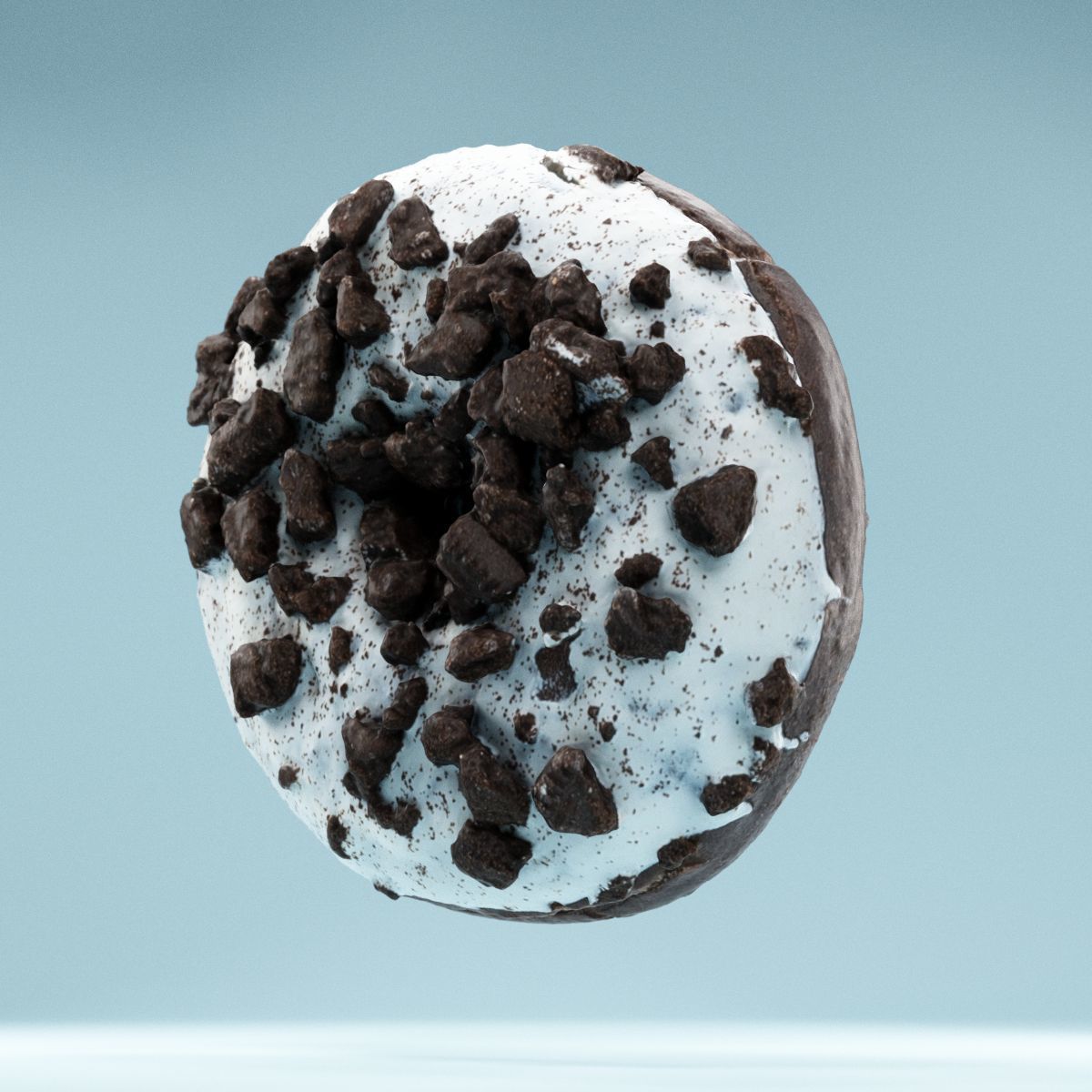 Frosty Chocolate Donut Low-poly 3D model_11