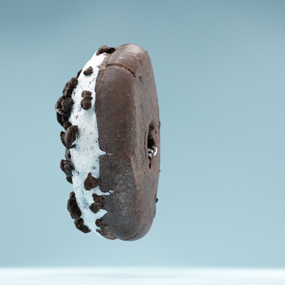Frosty Chocolate Donut Low-poly 3D model_9