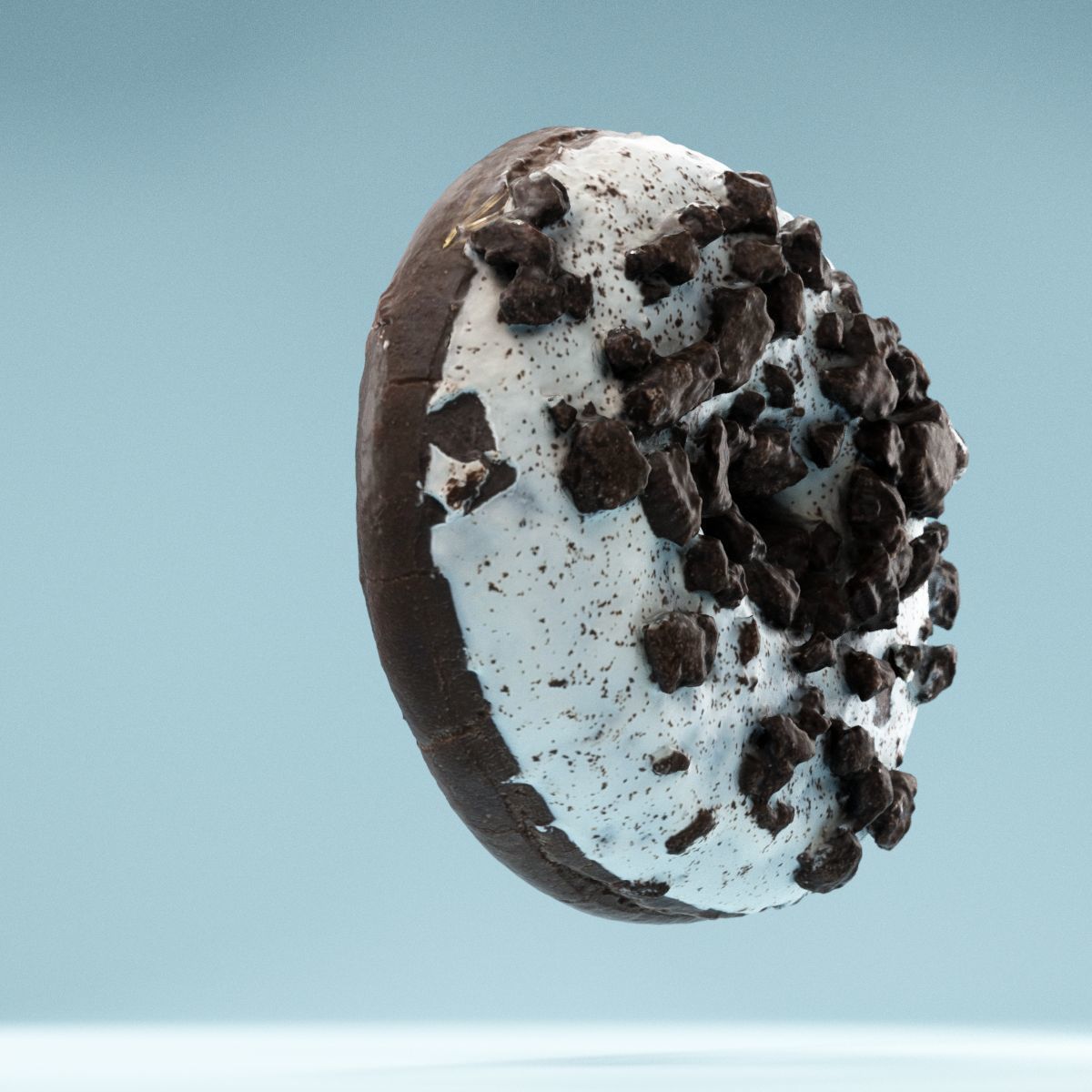 Frosty Chocolate Donut Low-poly 3D model_2