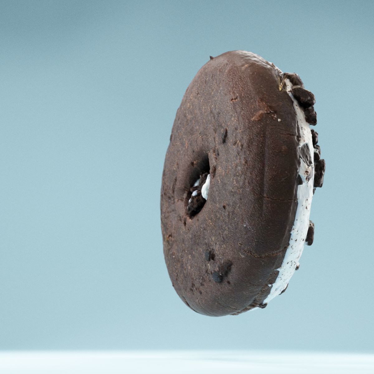 Frosty Chocolate Donut Low-poly 3D model_4