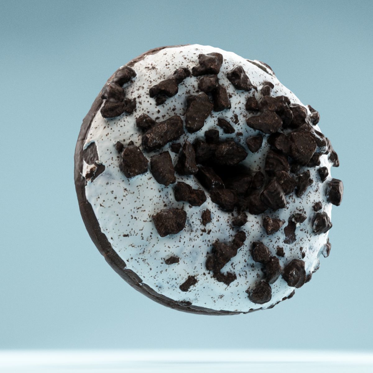 Frosty Chocolate Donut Low-poly 3D model_1