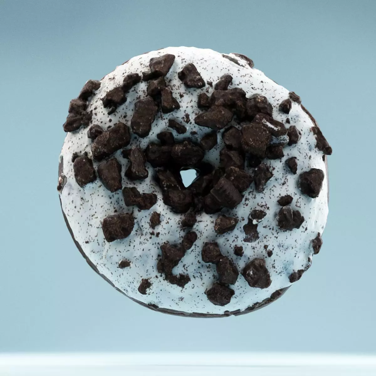 Frosty Chocolate Donut Low-poly 3D model_0