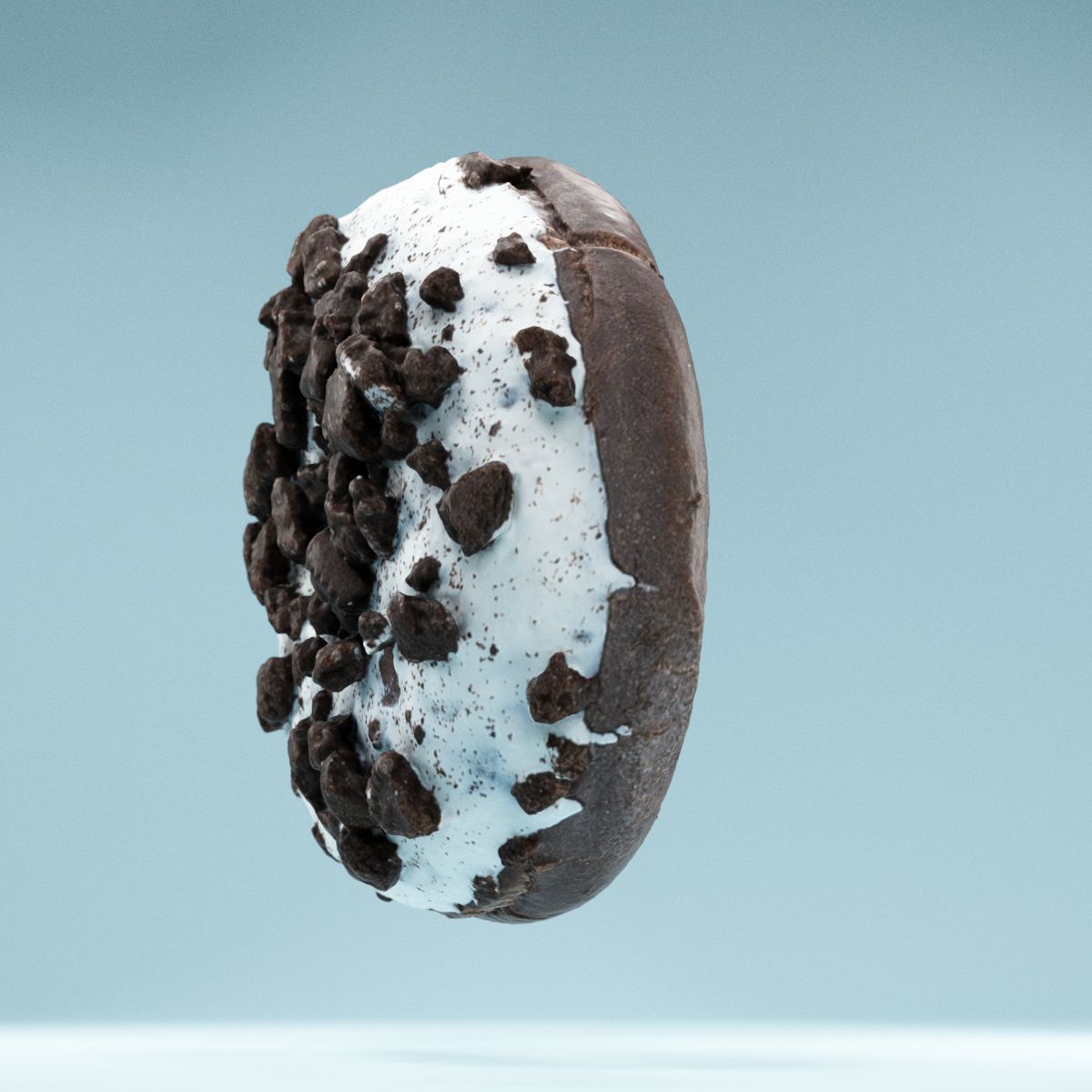Frosty Chocolate Donut Low-poly 3D model_10