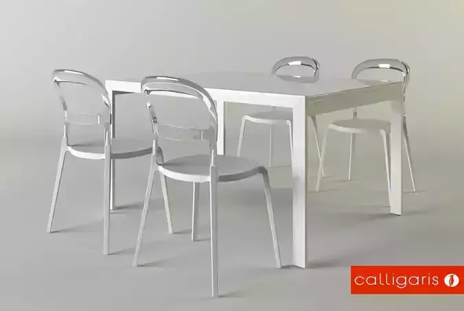 Calligaris set chair Wien table Key 3D model