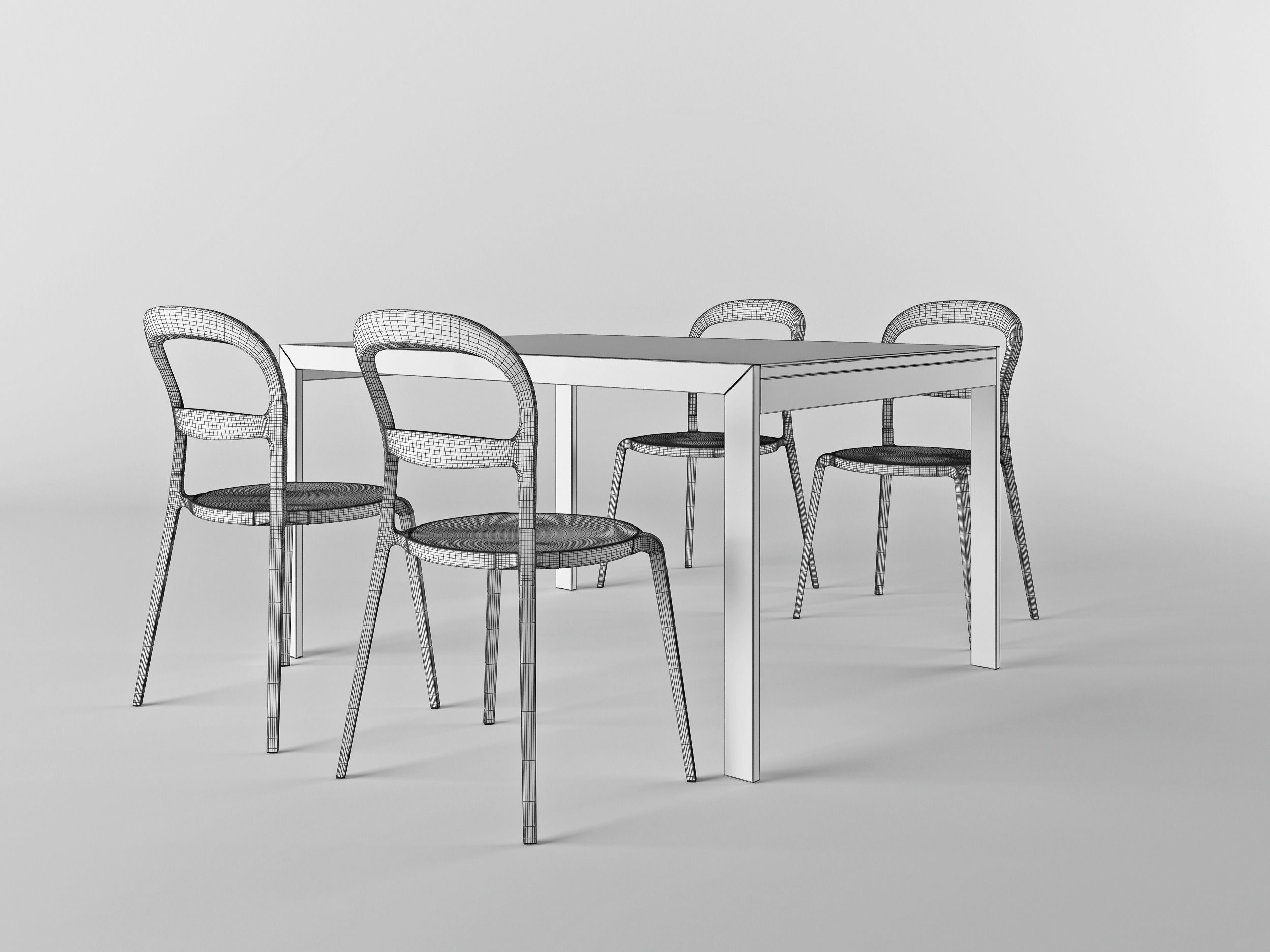 Calligaris set chair Wien table Key 3D model_1