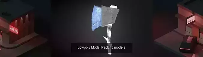 Lowpoly Model Pack house with garbage can