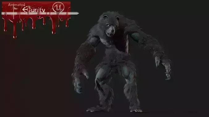 WereBear sasquatch Low-poly 3D model