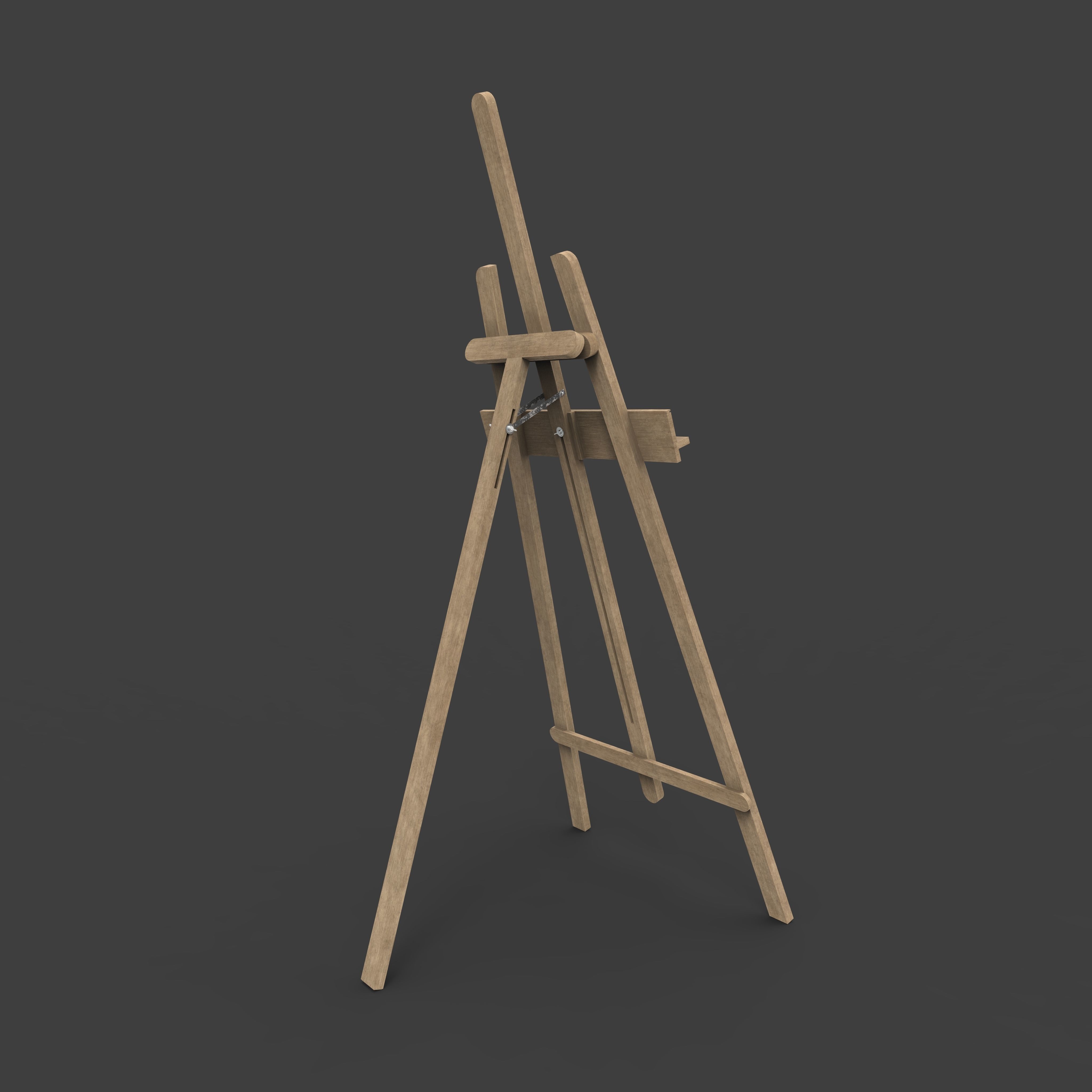 Rigged Easel Low-poly 3D model_1