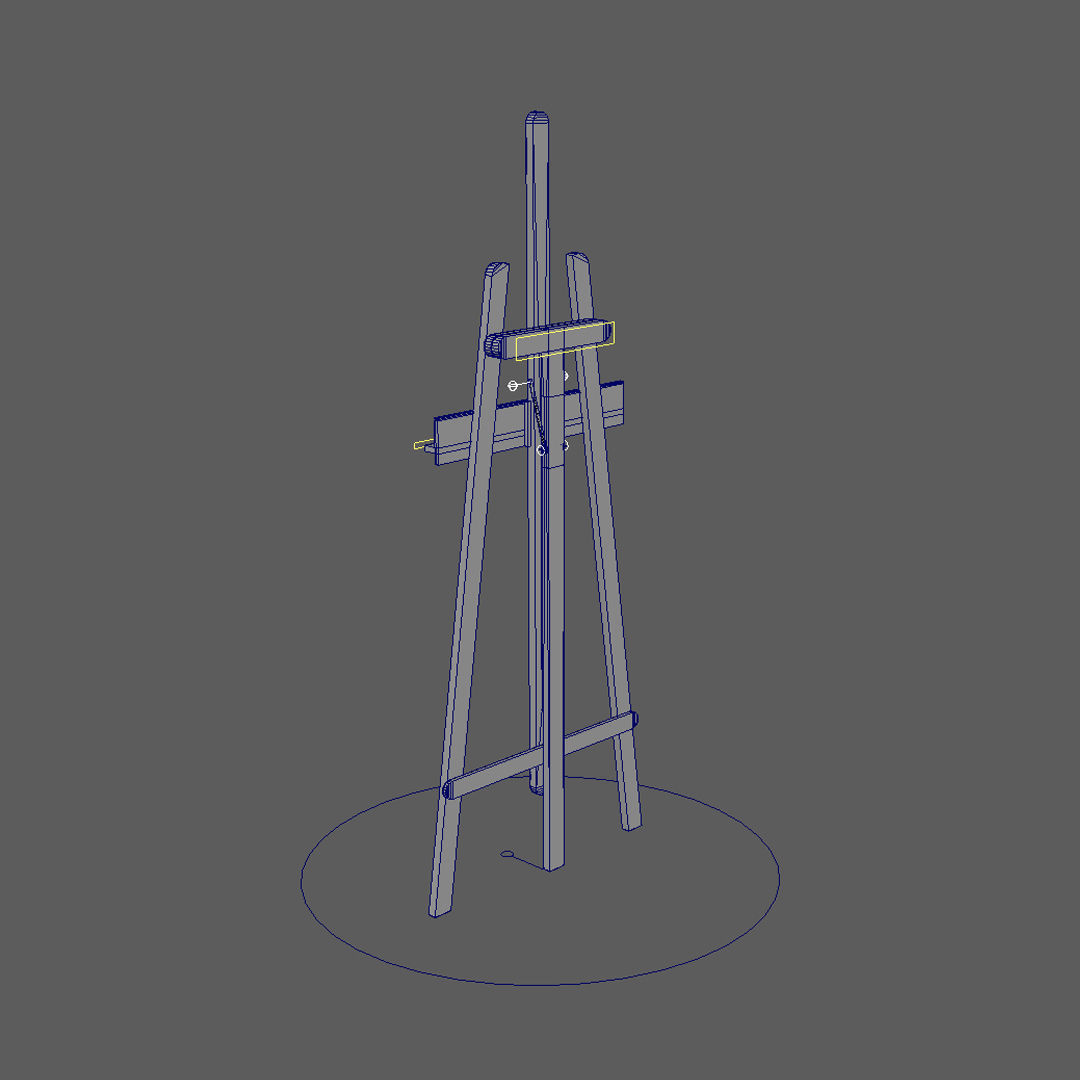 Rigged Easel Low-poly 3D model_7