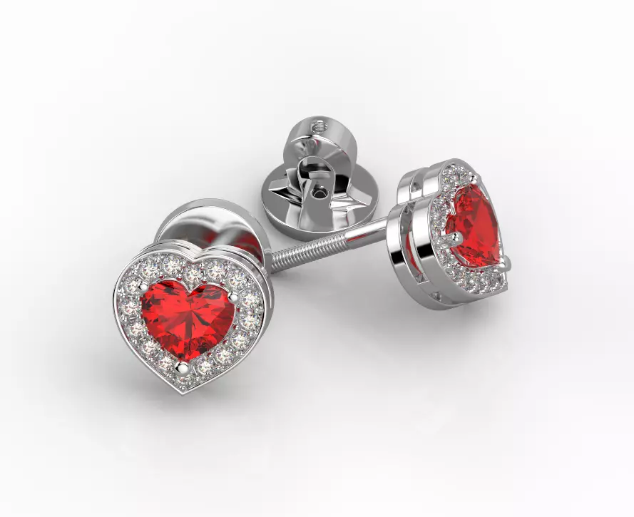 110622 SE Stud earrings with heart 3D print model