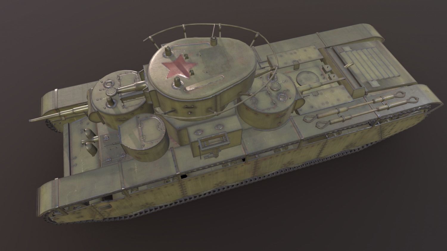 Tank T-35 Low-poly 3D model_8