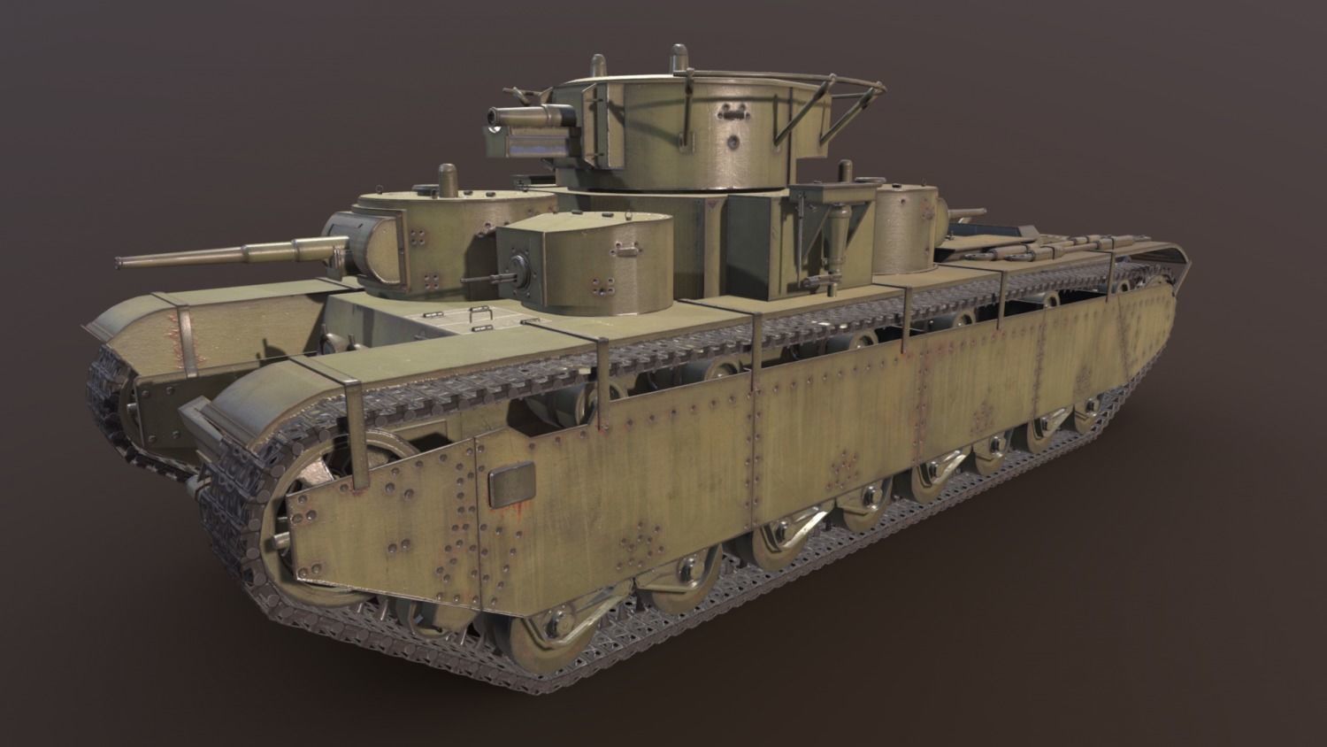 Tank T-35 Low-poly 3D model_5