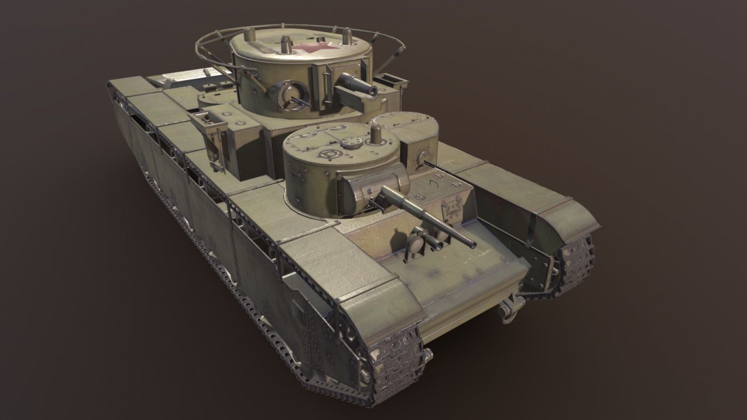 Tank T-35 Low-poly 3D model_2