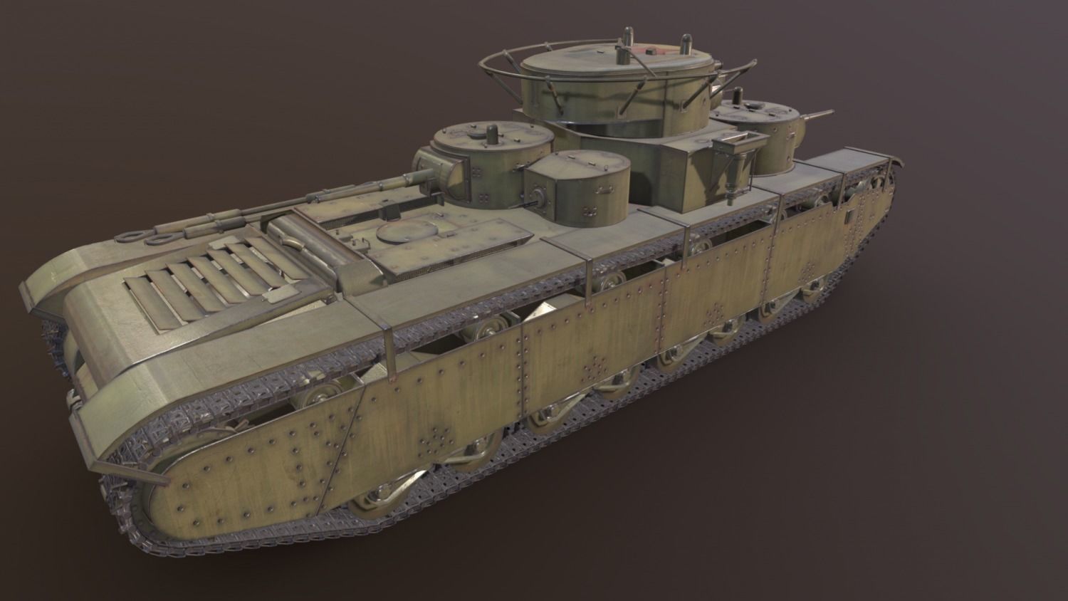 Tank T-35 Low-poly 3D model_3