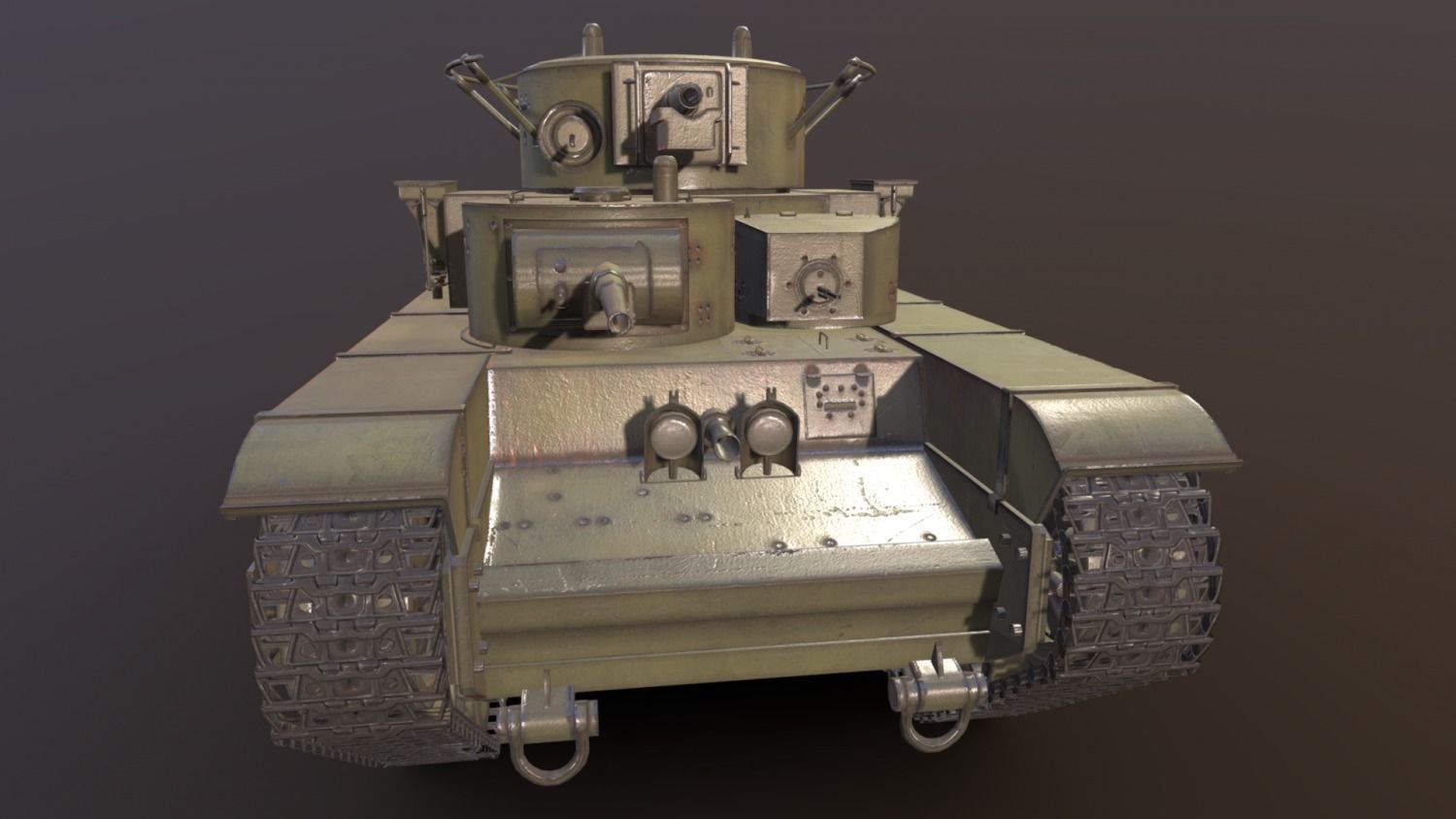Tank T-35 Low-poly 3D model_6