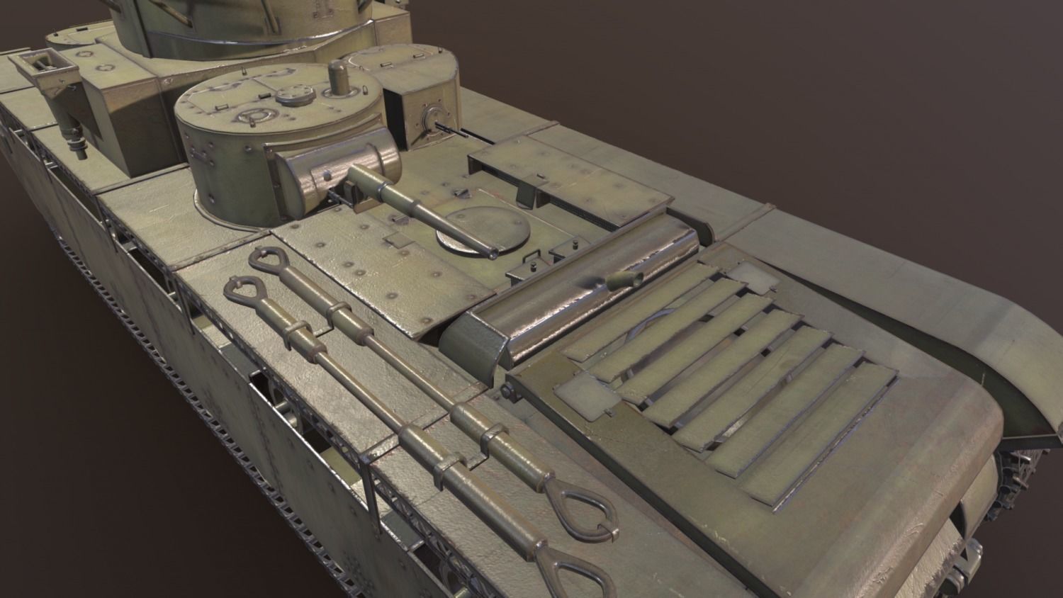 Tank T-35 Low-poly 3D model_4