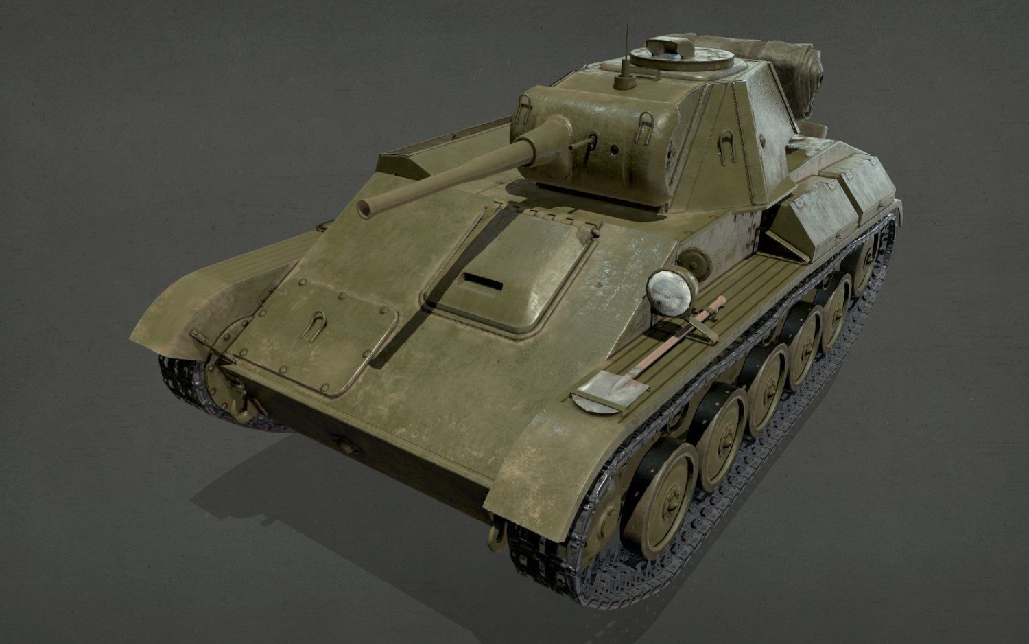 Tank T-70 Low-poly 3D model_3