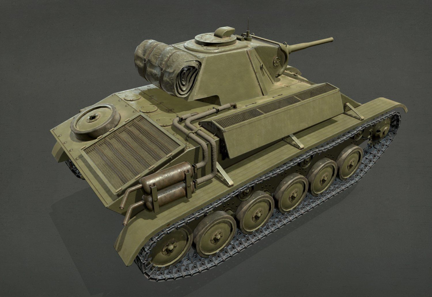 Tank T-70 Low-poly 3D model_1
