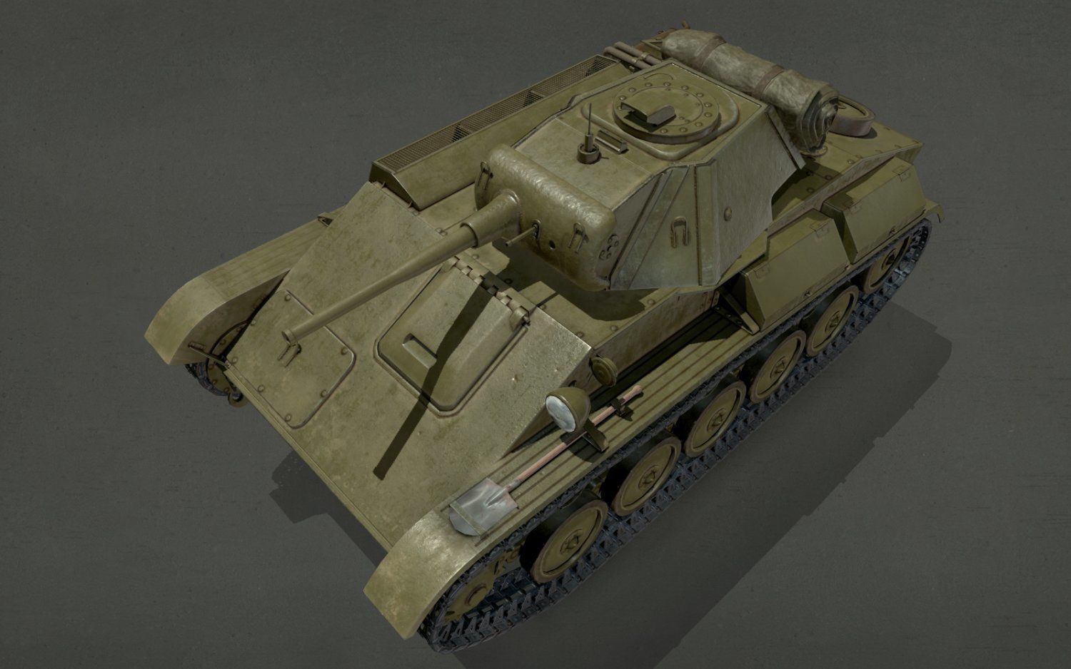 Tank T-70 Low-poly 3D model_2