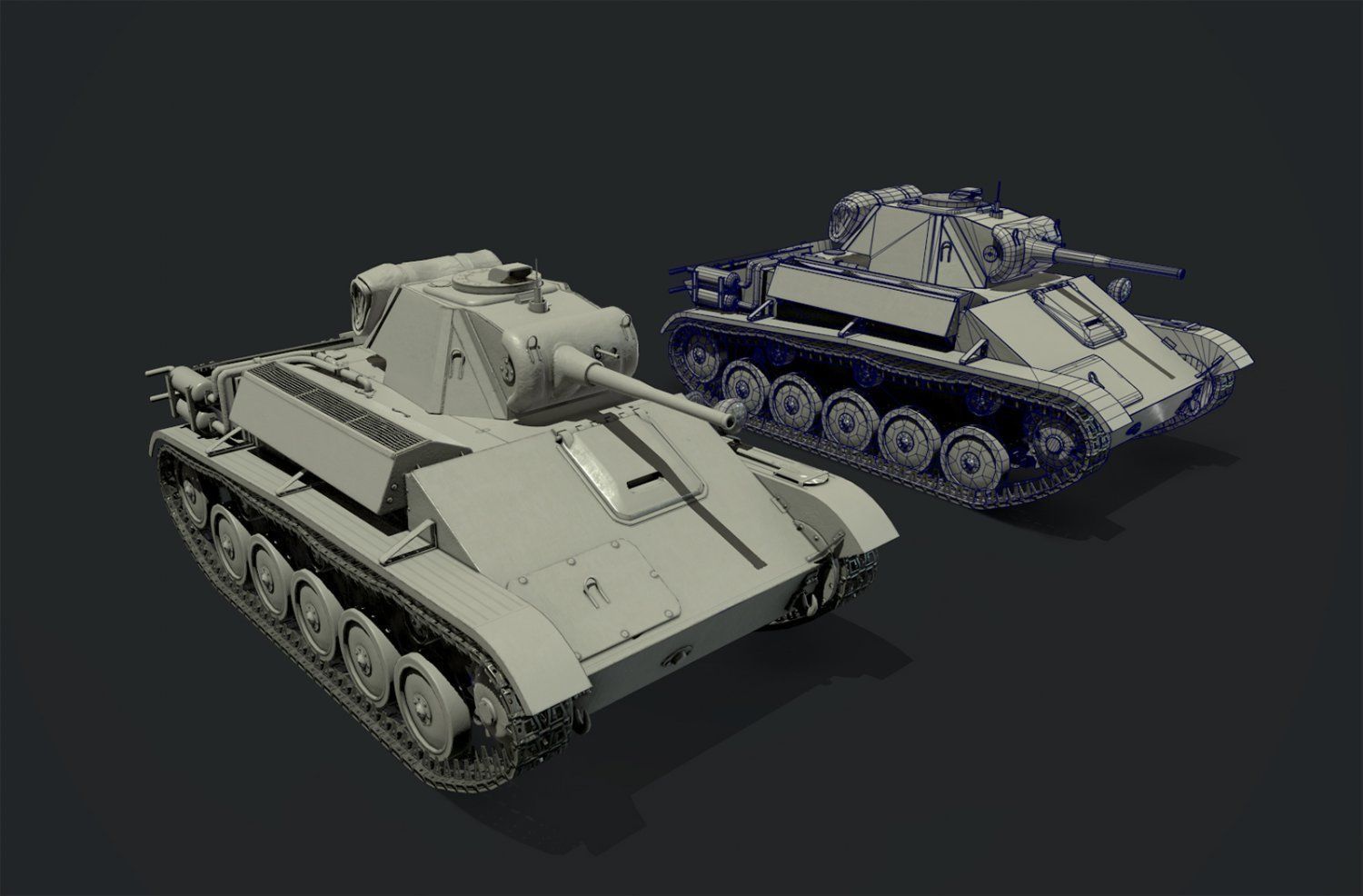 Tank T-70 Low-poly 3D model_4