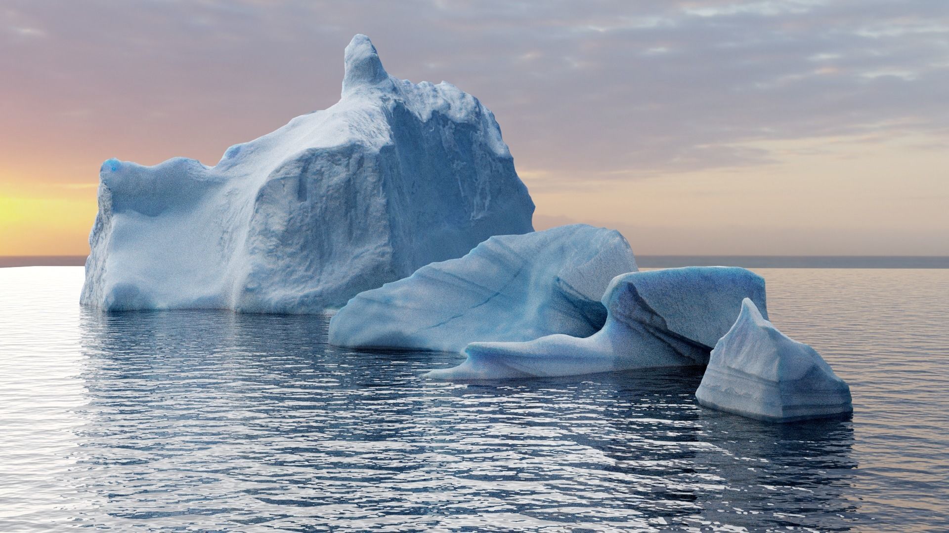 Iceberg pack  Low-poly 3D model_7