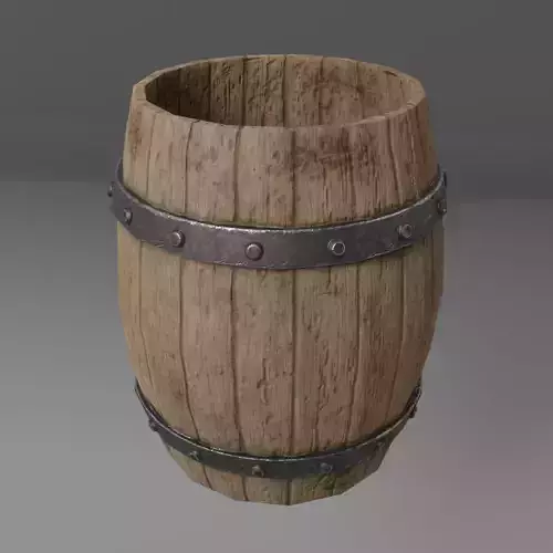 Medieval Wooden Barrel with LODs and 3 color variations Low-poly 3D model