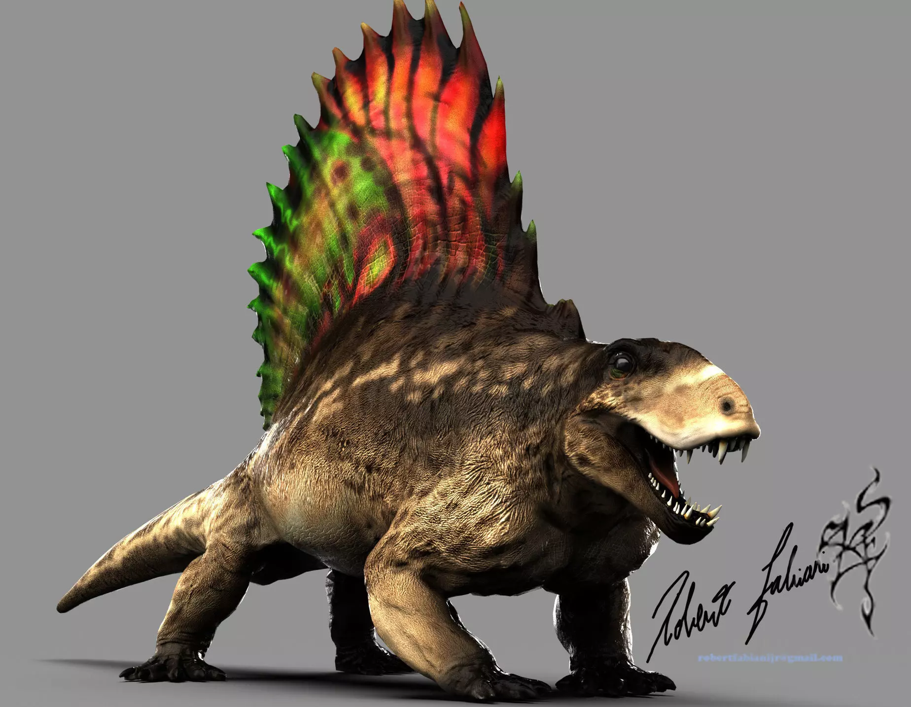 Dimetrodon  Realistic 3D Prehistoric Synapsid Low-poly 3D model_6
