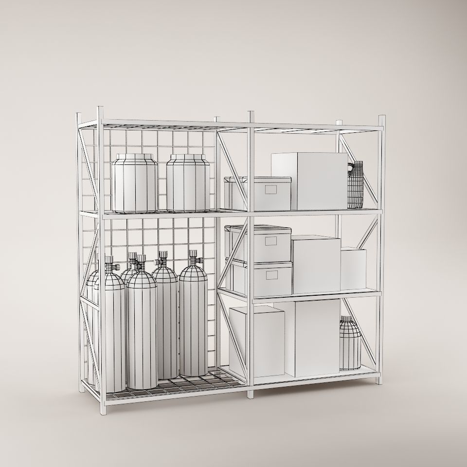 Warehouse Rack Storage 07 3D model_7