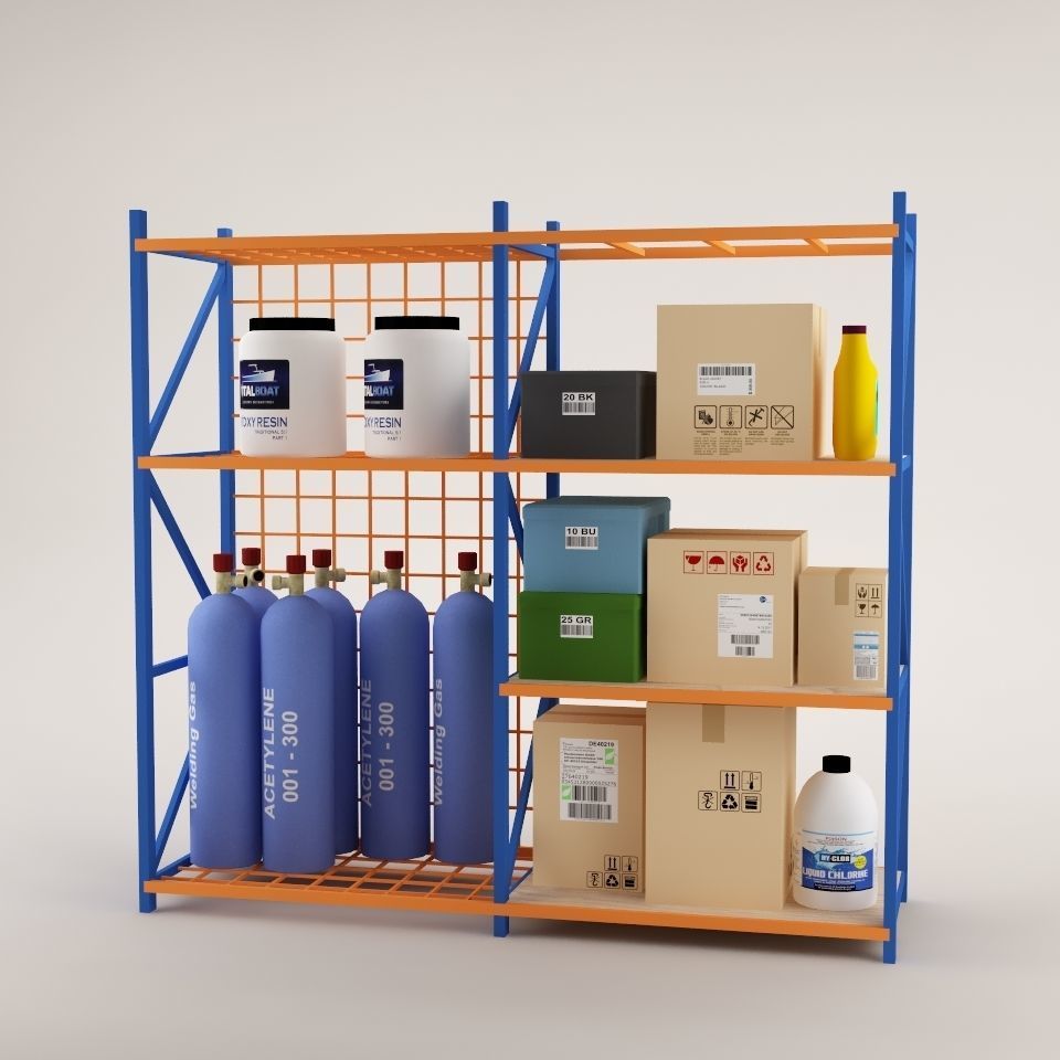 Warehouse Rack Storage 07 3D model_2
