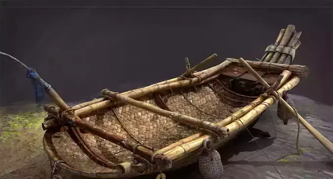 Real time era game fishing boat model 3D model