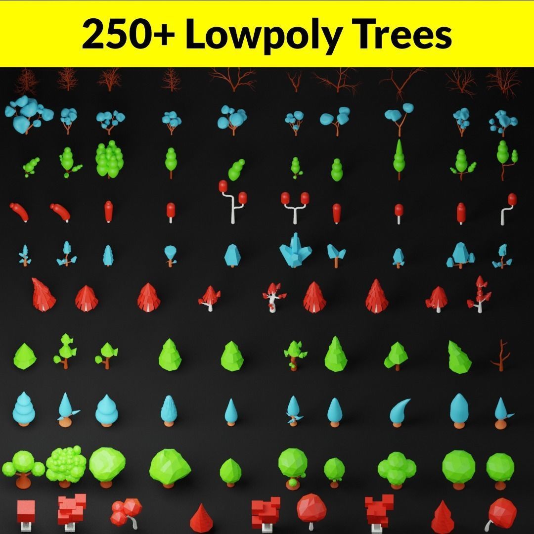 Lowpoly Trees pack Low-poly 3D model_4