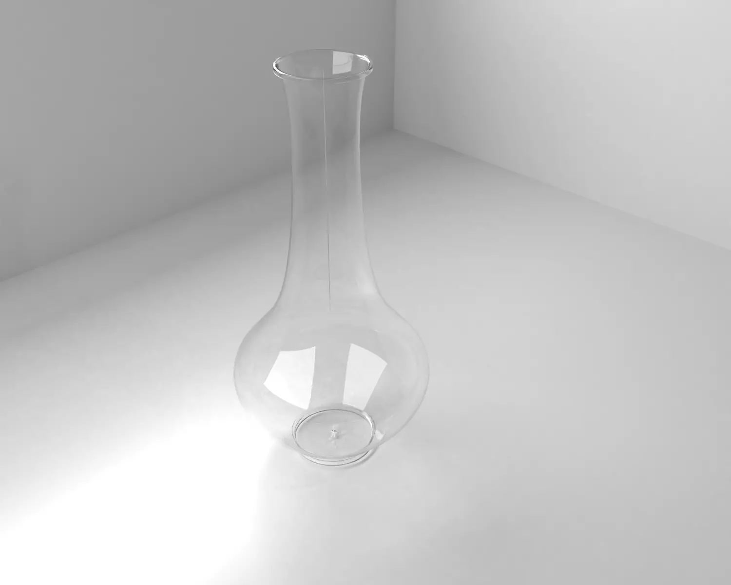 Vase 3 clear on table 3D model_0