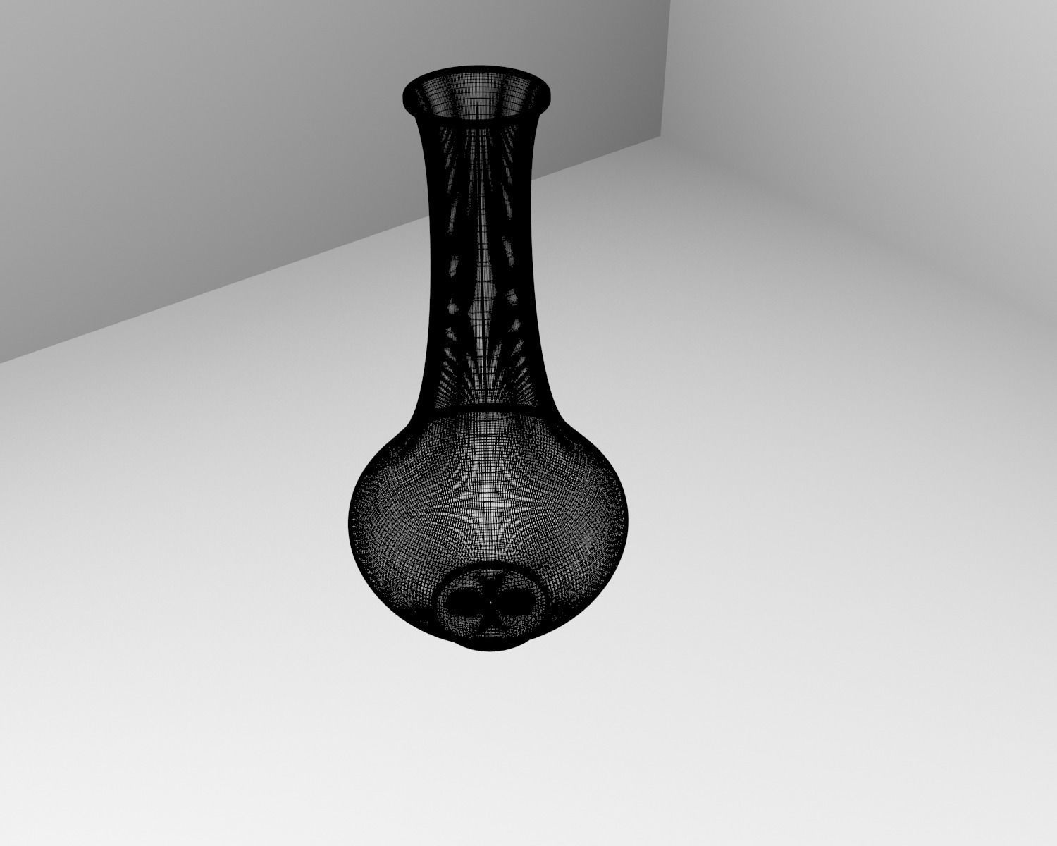 Vase 3 clear on table 3D model_4