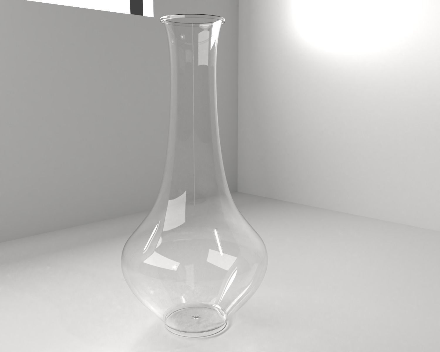 Vase 3 clear on table 3D model_1