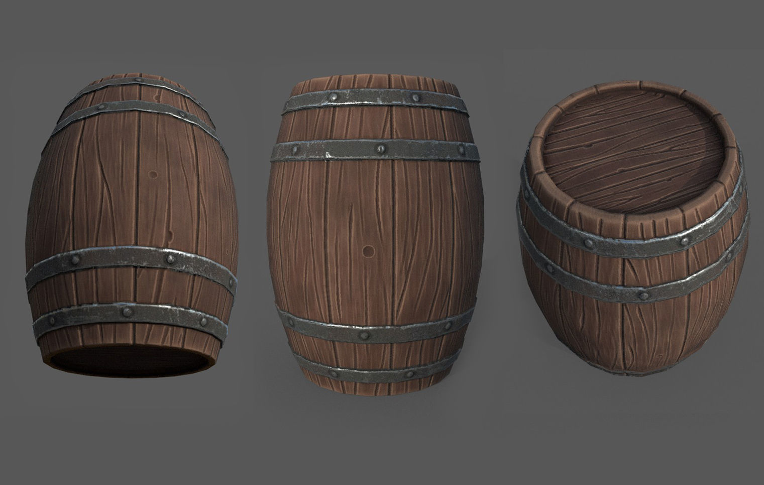 Stylized Barrel Low-poly 3D model_1