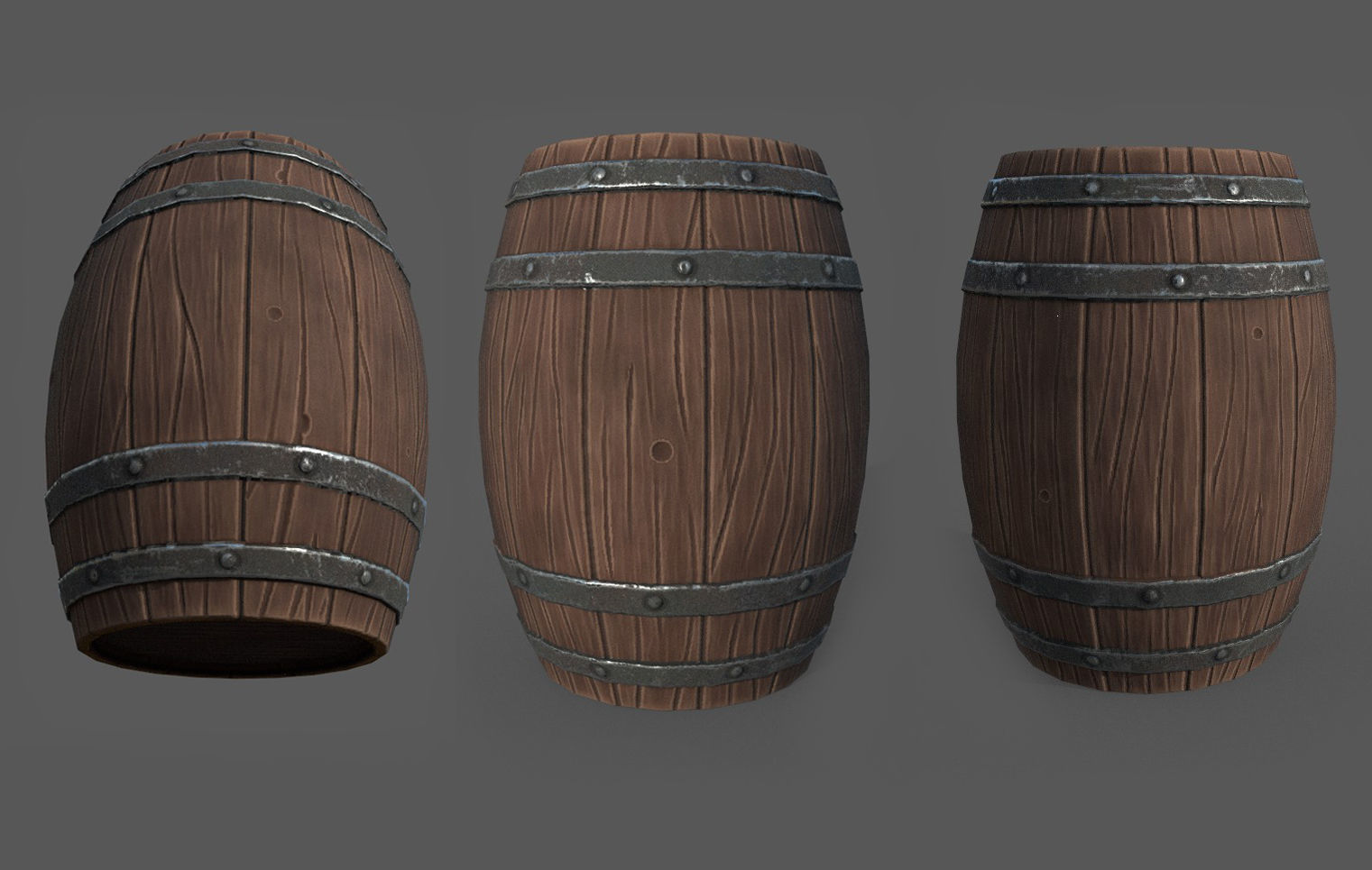 Stylized Barrel Low-poly 3D model_2